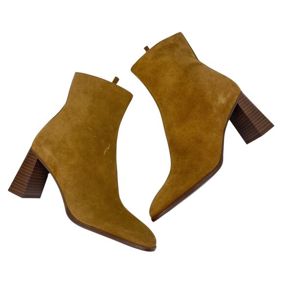 Mango Round Toe Heel Suede Ankle Boots Medium Brown Size 39/ 8.5 - Picture 5 of 11